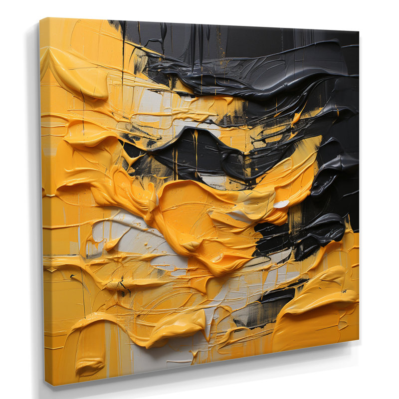 «Bold Mustard Yellow Tranquility - Abstract», reproduction d'art murale, Toile tendue, H 30 po x l 30 po