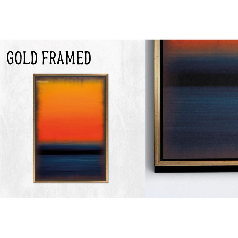 Élégant art mural abstrait orange - reproduction sur toile de style Mark Rothko, 1P GoldFramedCanves