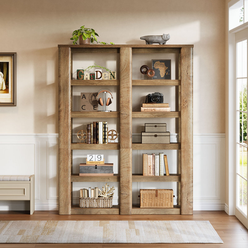 6-Tier Tall Bookshelf, 71-Inch Farmhouse Bookcase with Storage Shelves for Home Office, Living Room, Bedroom, Rustic Brown