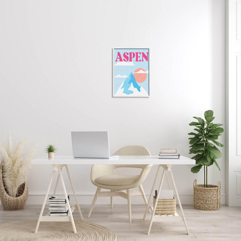 Art de giclée Aspen Snowy Mountain Peak par Lil 'Rue, H 20 po x l 16 po x P 1,5 po, Giclée encadrée blanc bord de mer