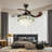 42-inch Black Crystal Ceiling Fan Light, Remote Control, Three-tone Lighting, K9 Crystal Lampshade