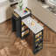 Console d'îlot extensible, avec tiroirs, armoire à deux portes et tablettes ouvertes, sert de table de salle à manger, de bar à déjeuner temporaire et de salon de thé l'après-midi-749249091-749249089