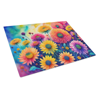 Grande planche à découper en verre Chrysanthemums