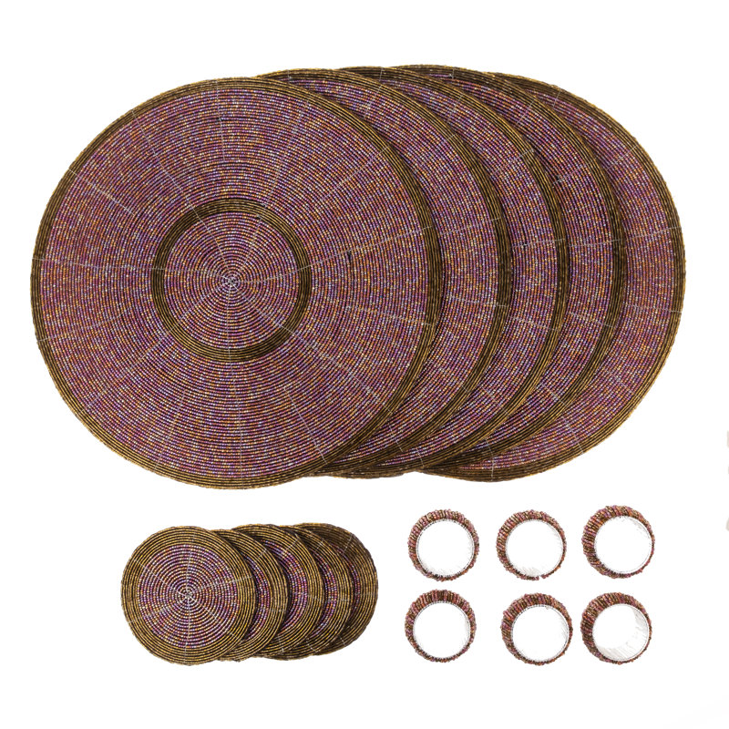 Danbury Glass Patchwork Round, Red/Antique Gold