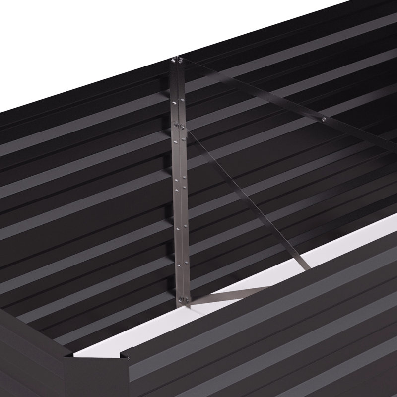 Galvanized Raised Veggie Bed Kit, 6'X3'x2', Dark Gray. Metal Box For Veggies, Flowers, Herbs. Reinforced, Open, Ample Growth Space Gray Garden Setup Kit Box, 6'X3'x2'. Robust Flowers & Generous