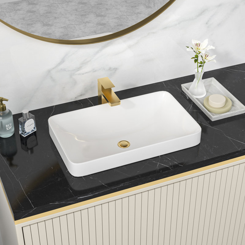 Lavabo de salle de bain rectangulaire encastré 19 po x l 12 po, Blanc