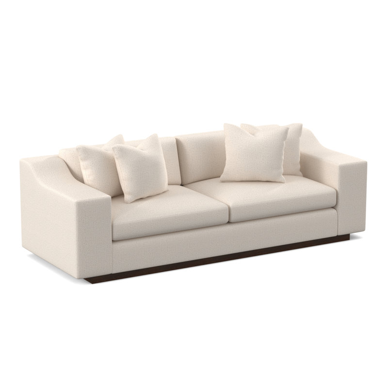 Canapé Barrett, 100 % polyester ivoire Venise, Noyer noir