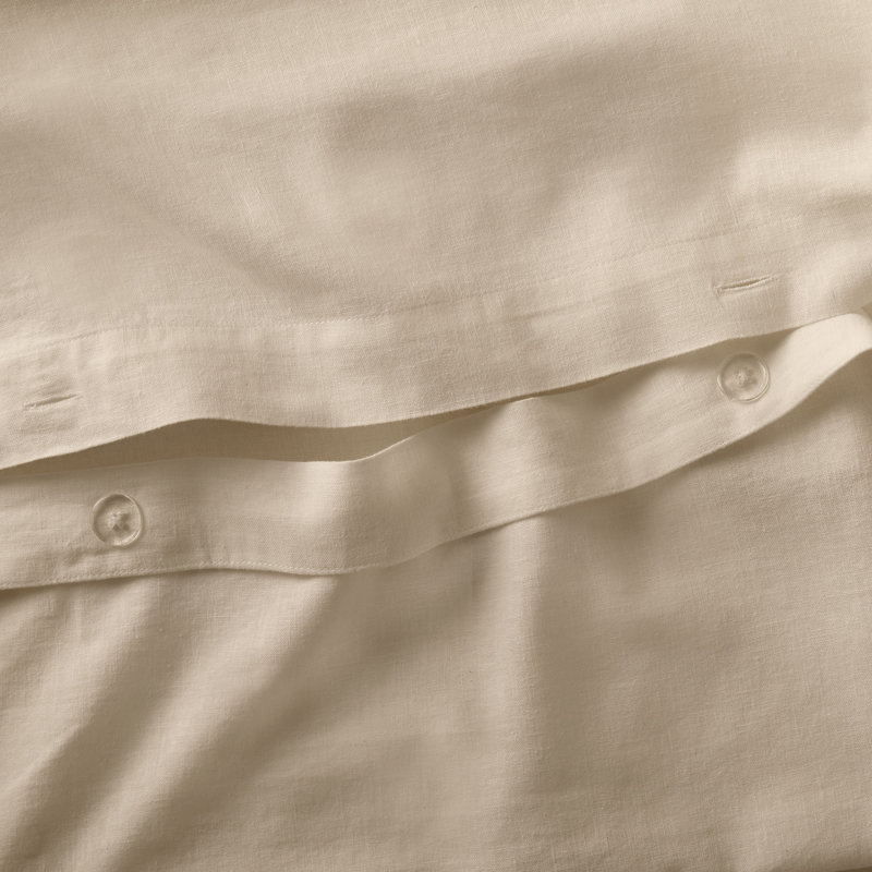 Jeffen Linen Blend Duvet Set, King / Cal King Duvet Cover + 2 King Shams, Ivory