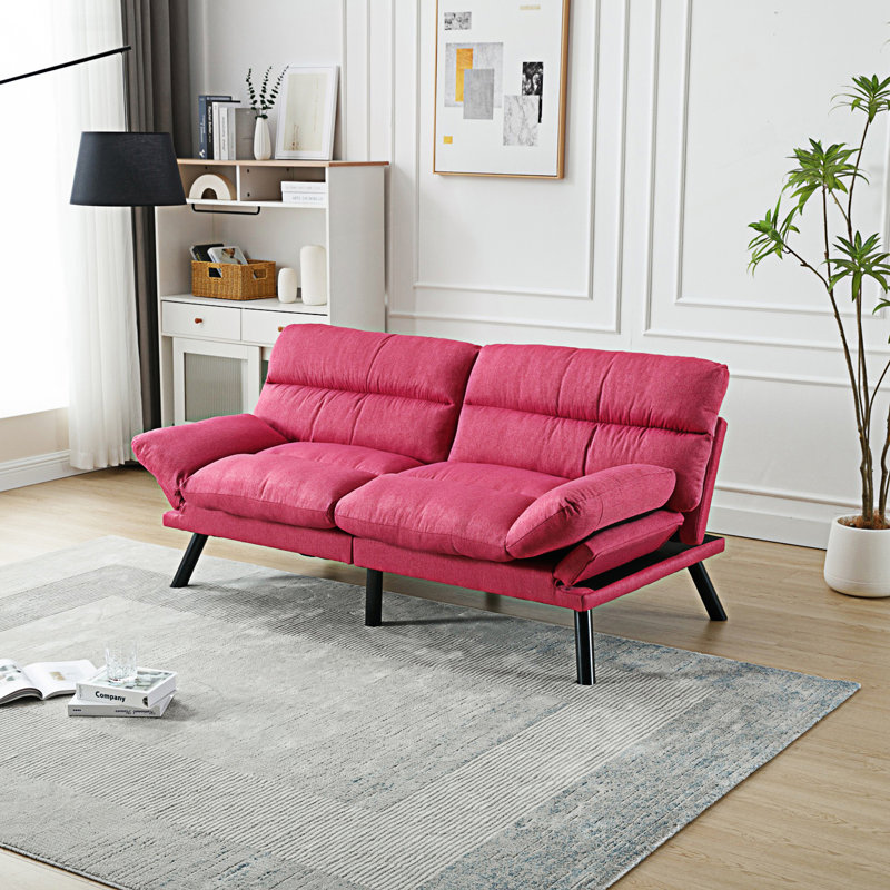 Hillert Upholstered 70.08'' Sofa, Rose Red Linen Incorrect