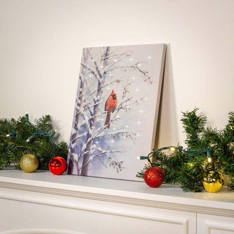 Art mural à piles avec lumière - Cardinal rouge