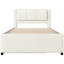 Lit double beige avec lit gigogne, revêtement de haute qualité, cadre stable, tête de lit confortable sans sommier