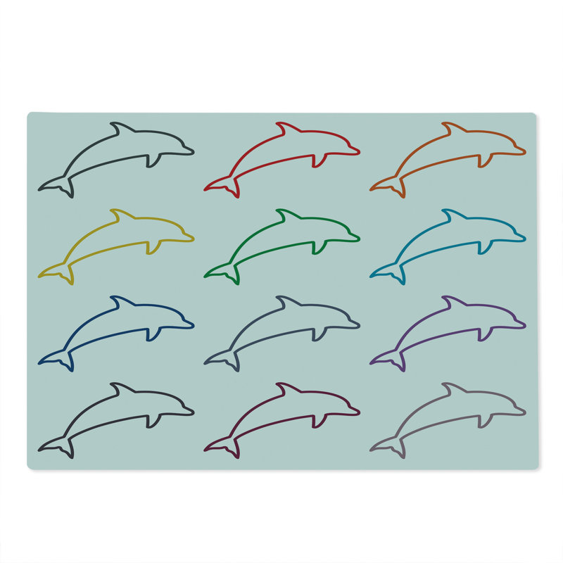 Ambesonne Abstract Art Cutting Board Large Size Jumping Dolphins Multicolor