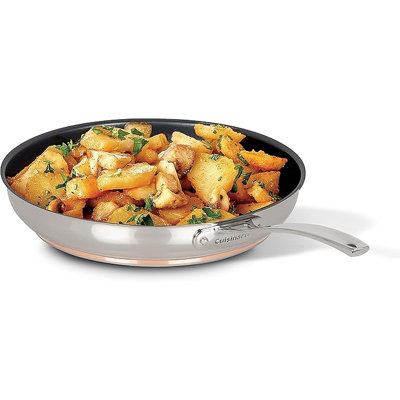 Poêle antiadhésive Cuisinart 30 cm (12 po), acier inoxydable à 5 plis, compatible lave-vaisselle, avec poignées rivetées en acier inoxydable