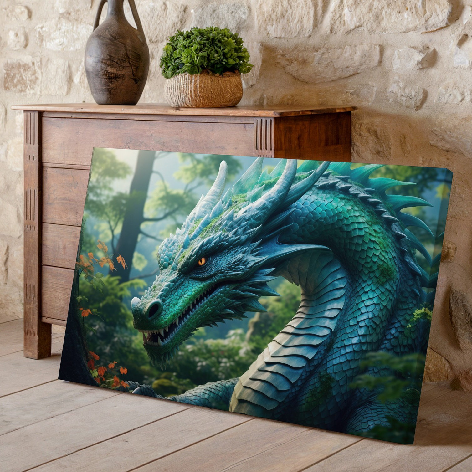 Winston Porter Canvas A Majestic Dragon Emerges From A Lush Vibrant ...