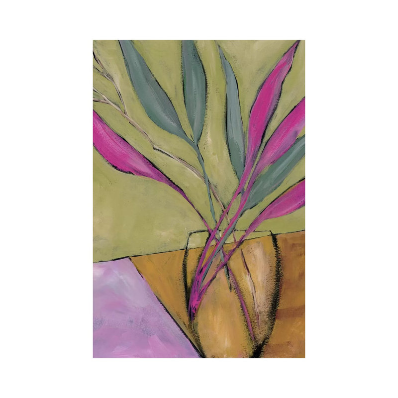 «Fuchsia Stems II» par Regina Moore - peinture sur toile tendue, H 12 po x l 8 po x P 0,75 po