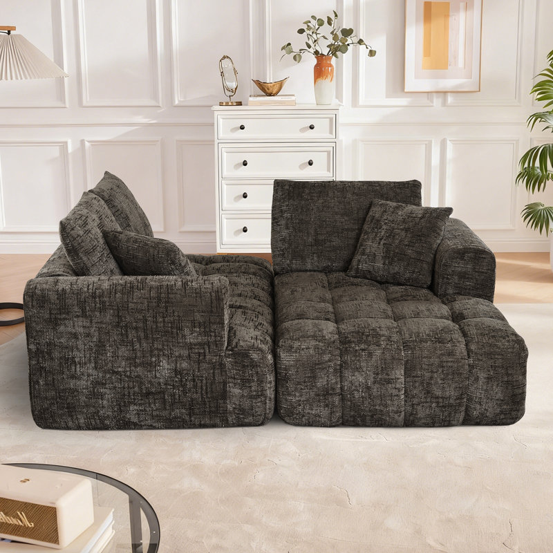 Canapé modulaire 108 po Chenille, Chenille brun, Face à la droite