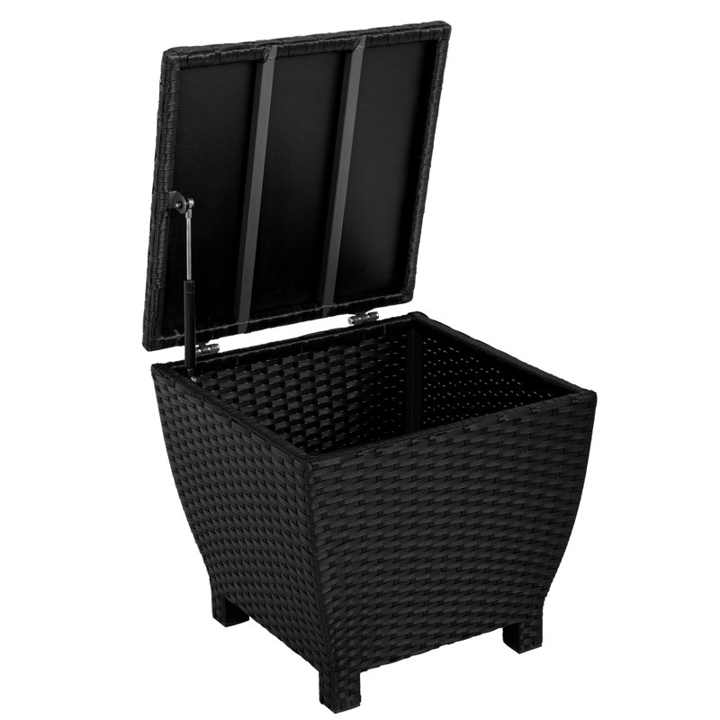 Aura Outdoor 19.68'' W 13 Gallons Wicker Deck Box, Black