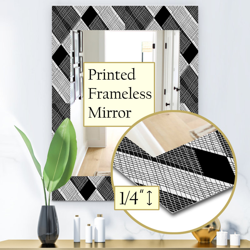 Miroir mural traditionnel check stripes and, H 24 po x l 32 po