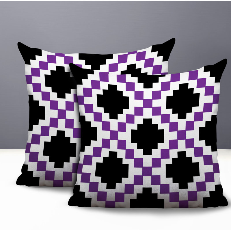 Kiso 2 Sets Indoor/Outdoor Reversible Pillow, 18x18, Purple
