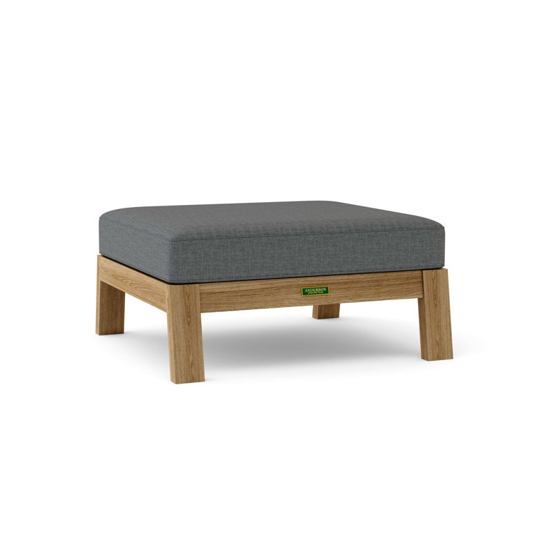 Palermo Outdoor Teak Ottoman, Cast Charcoal