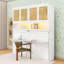 Lit escamotable simple avec lumière DEL et bureau intégré, tablettes-1832689532