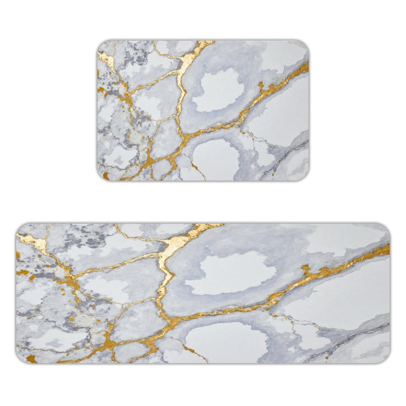 Gold Vein Marble, Kitchen Mats Set of 2
