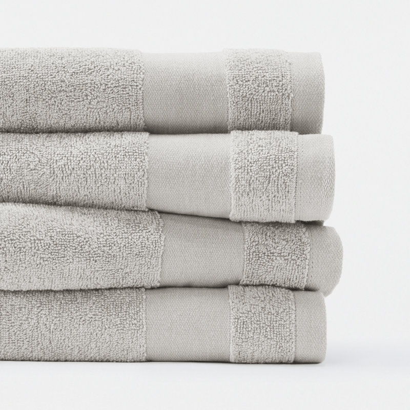 Ensemble de 4 essuie-mains 100% coton, Gris clair