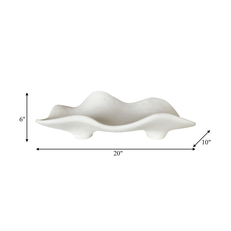 Sagebrook Home's Kelsi Quartz-Inspired 20" White Resin Tray - Perfect for Elegant Table Settings