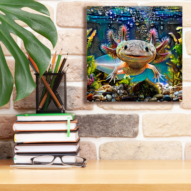 «Ajolote Axolotl Axolote» par Pedro Gavidia, art mural sur toile, H 12 po x l 12 po