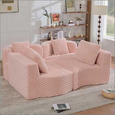 Modular Sectional Sofa 137.8" Boneless Sofa Couch Soft Plush Upholstered Couch for Living Room