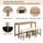 4 Piece Bar Table Set With Power Outlet,Bar Table Set With Chairs,Sofa Bar Table With Stools,Behind Couch Table With 3 Padded Stools,For Living Room,Dining Room-375150959