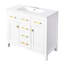 Meuble-lavabo de salle de bain avec lavabo en céramique, armoire autoportante en bois massif 36 po, 4 tiroirs et 2 portes, blanc, cadre de rangement moderne, contemporain-120994573