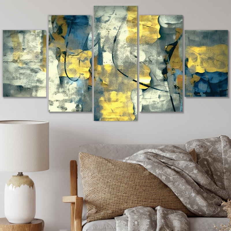 Cinda - Décoration murale collages abstraits - 5 panneaux