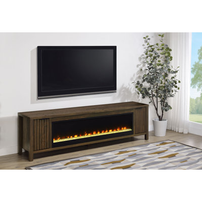 Carey 79-Inch TV Stand Fireplace Media Console Dark Pine