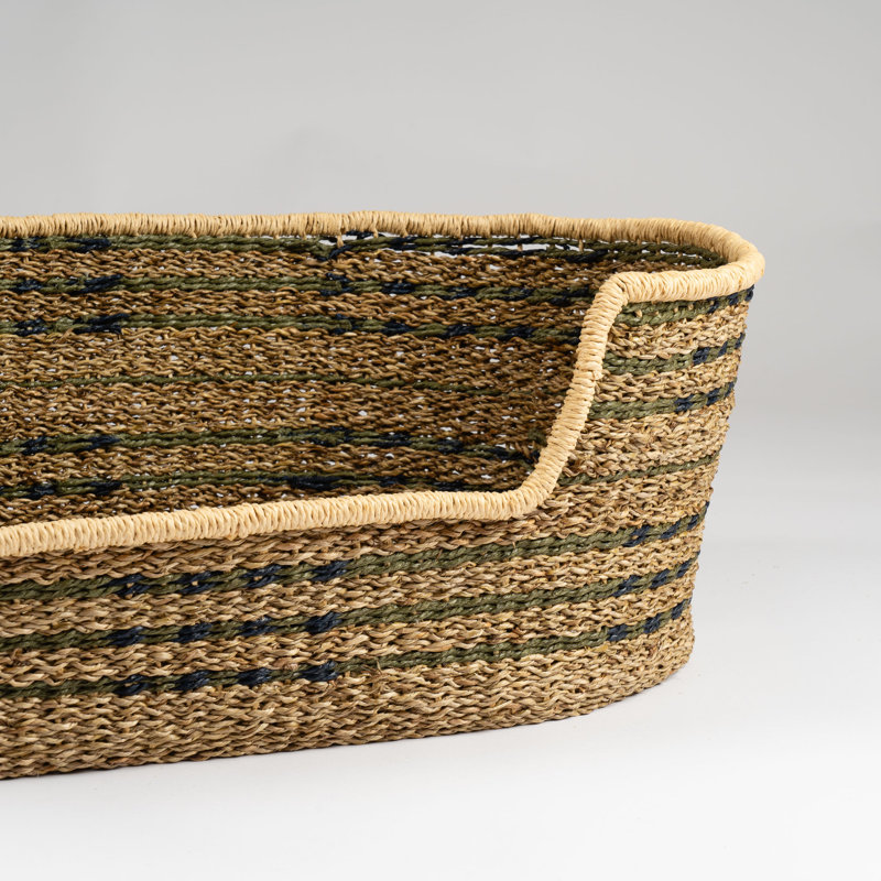 Green & Natural Check Woven Pet Bed with mat, Medium (26 - 40 lbs), 24cm H x 72cm W x 46cm D