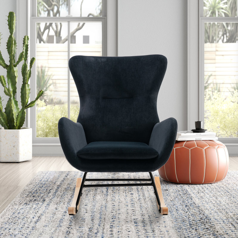 Chaise berçante Edsol, Velours noir