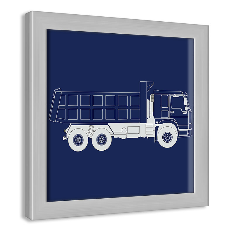 Art encadré Wild Camions, H 8 po x l 8 po x P 1,18 po, Encadré de boîte argent