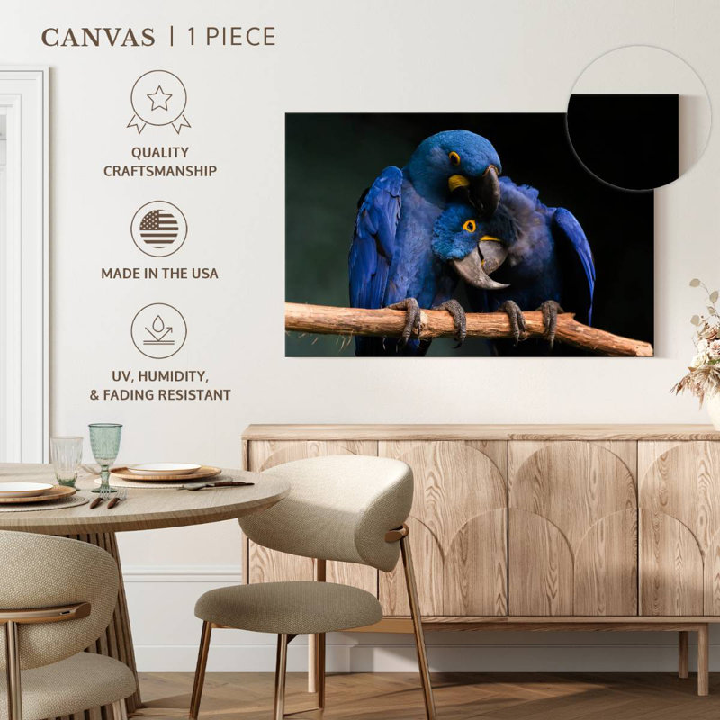 Hyacinth Blue Macaws, 34" H x 51" W
