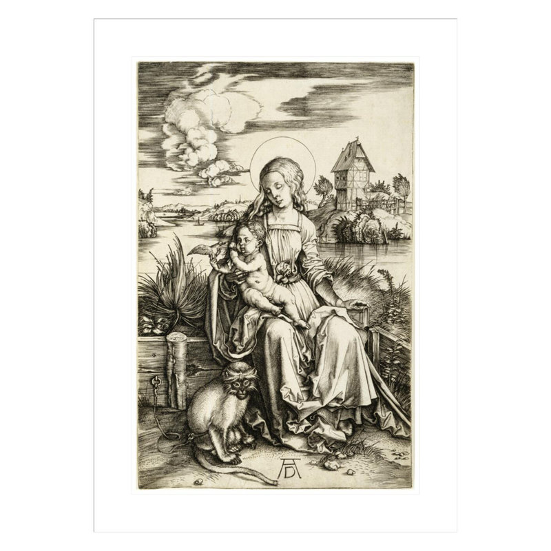 Vierge à l'enfant avec le singe par Albrecht Dürer, impression giclée sur cadre, H 29,5 po x l 21,44 po