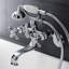 Robinet de baignoire sur pattes à deux poignées avec douche à main Kingston Brass Kingston-53502168