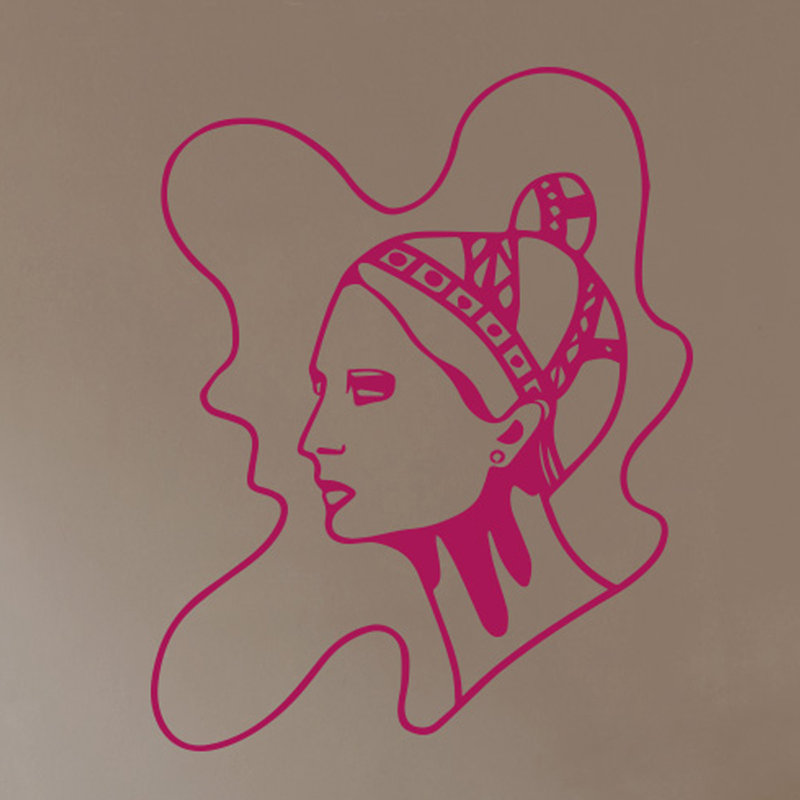 Art Nouveau Women Wall Sticker, Violet, Medium