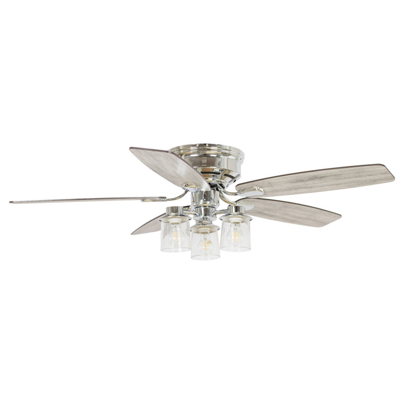 Ventilateur de plafond encastré à 5 pales 52 po Anfal, Chrome