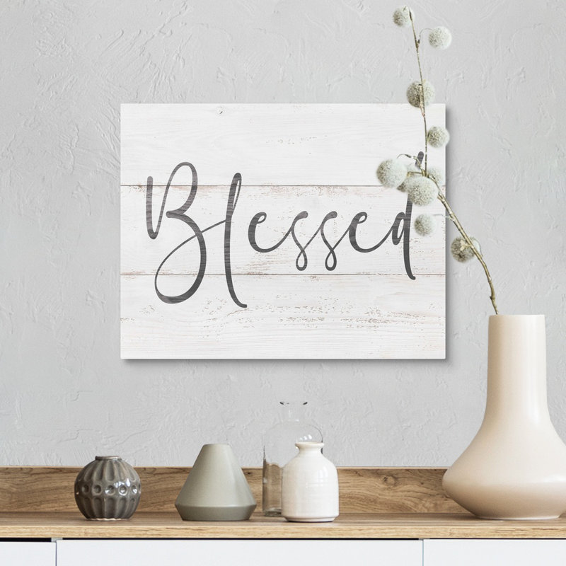 Family Quotes - Blessed White - reproduction sur toile, H 11 po x l 14 po x P 1,25 po, Toile tendue