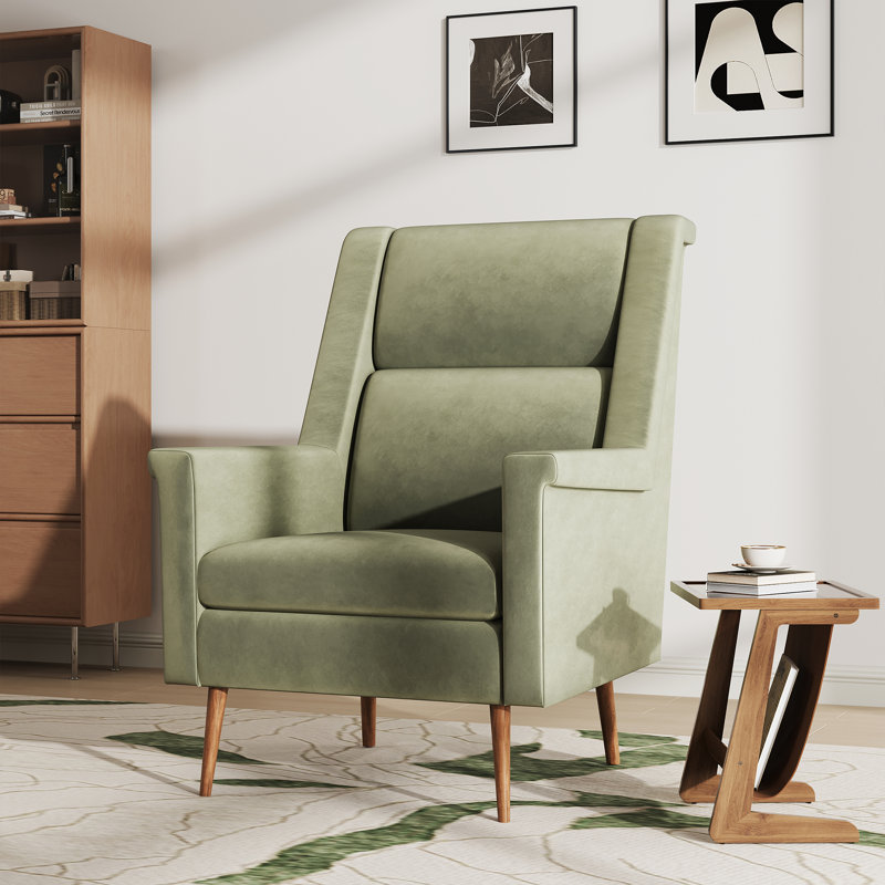 High-Back Mid-Century Chair - Wood Legs
