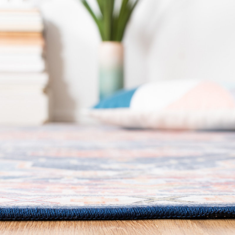 Deblois Oriental Blue/Rust Area Rug, Rectangle 8' x 10'