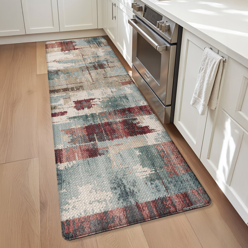 Tapis de cuisine antidérapant Ant-Fatigue, Tapis de couloir 2 pi x 7 pi 3 po, Bleu/rouge