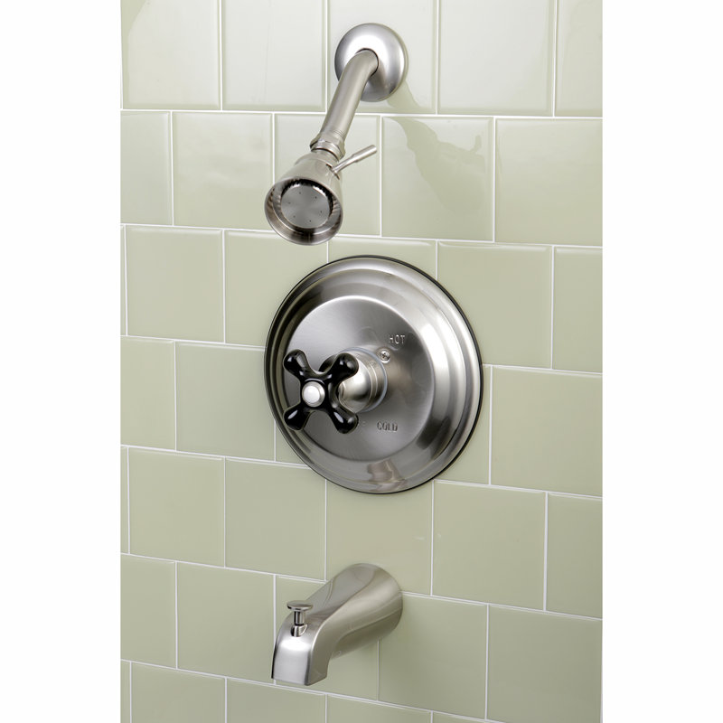 Kingston Brass Duchess Single-Handle Pressure Balanced Tub and Shower Faucet, Brushed Nickel