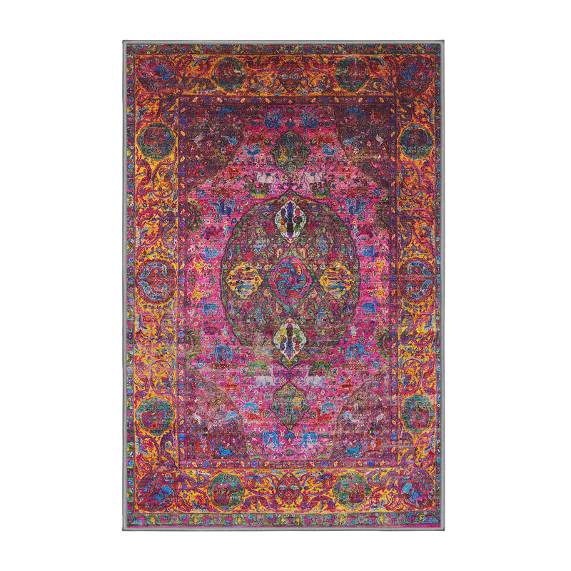 Tapis 100% Mid-Century moderne lavable à la machine 1539, Rectangle 5 pi x 7 pi