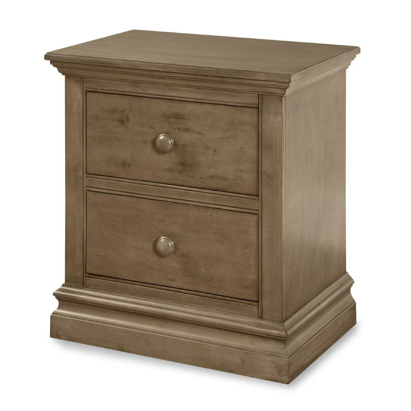 Cashew Solid Wood 2 Drawer Nightstand with Ball Bearing Glides