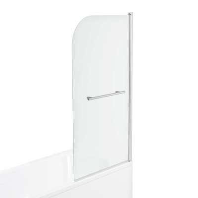 iBathUK 1000mm Modern Pivot Bath Shower Glass Screen Reversible Door Panel + Towel Rail